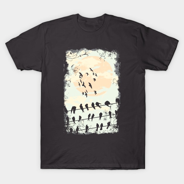 Birds by wire T-Shirt by SerialWordAbuser